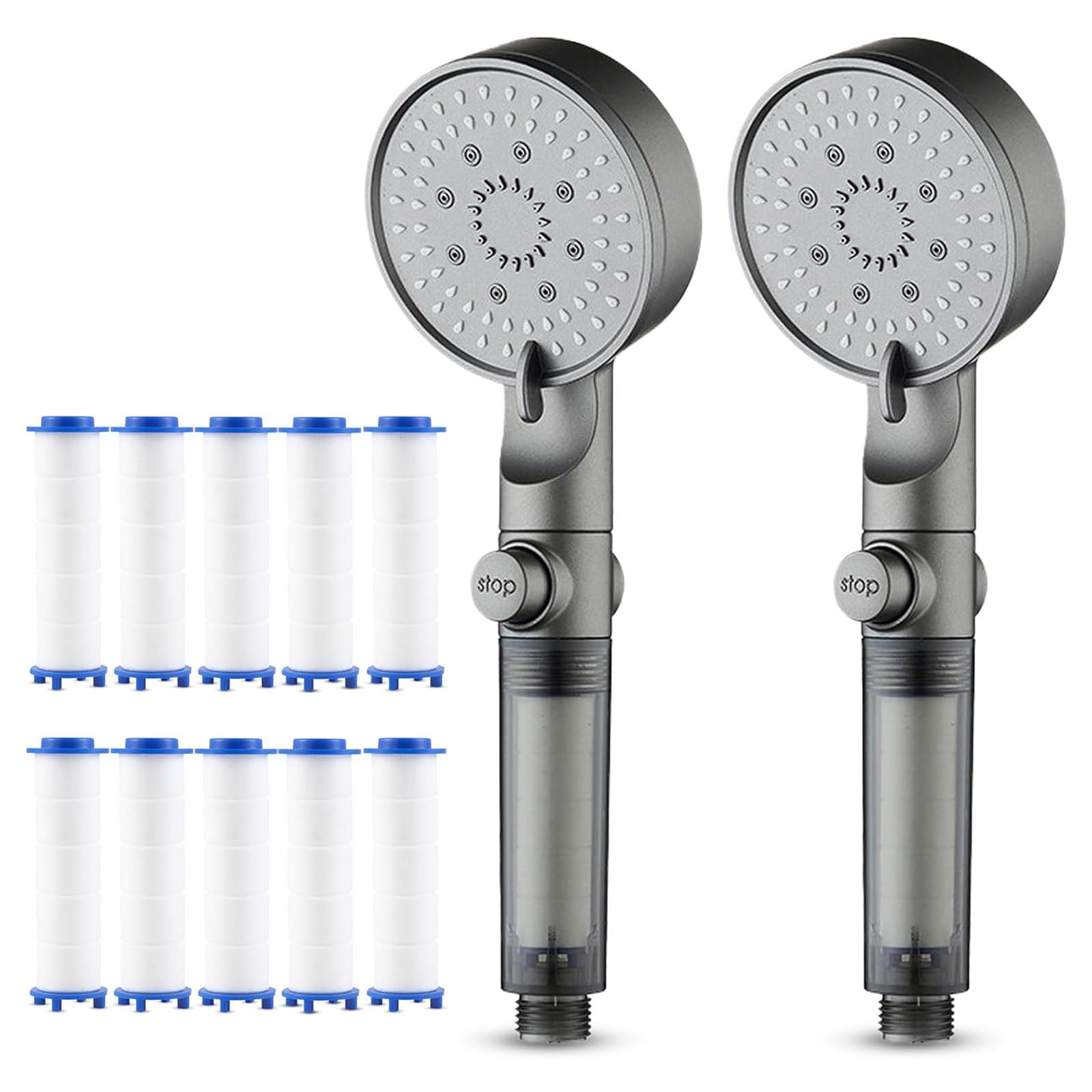 Hydroboost High Pressure 5-Mode Filtered Shower Head, Hydroboost Filtered Shower Head with Handheld, Built-in Power Wash for Hard Water, for Hard Water - 5 Spray Modes (2Set)