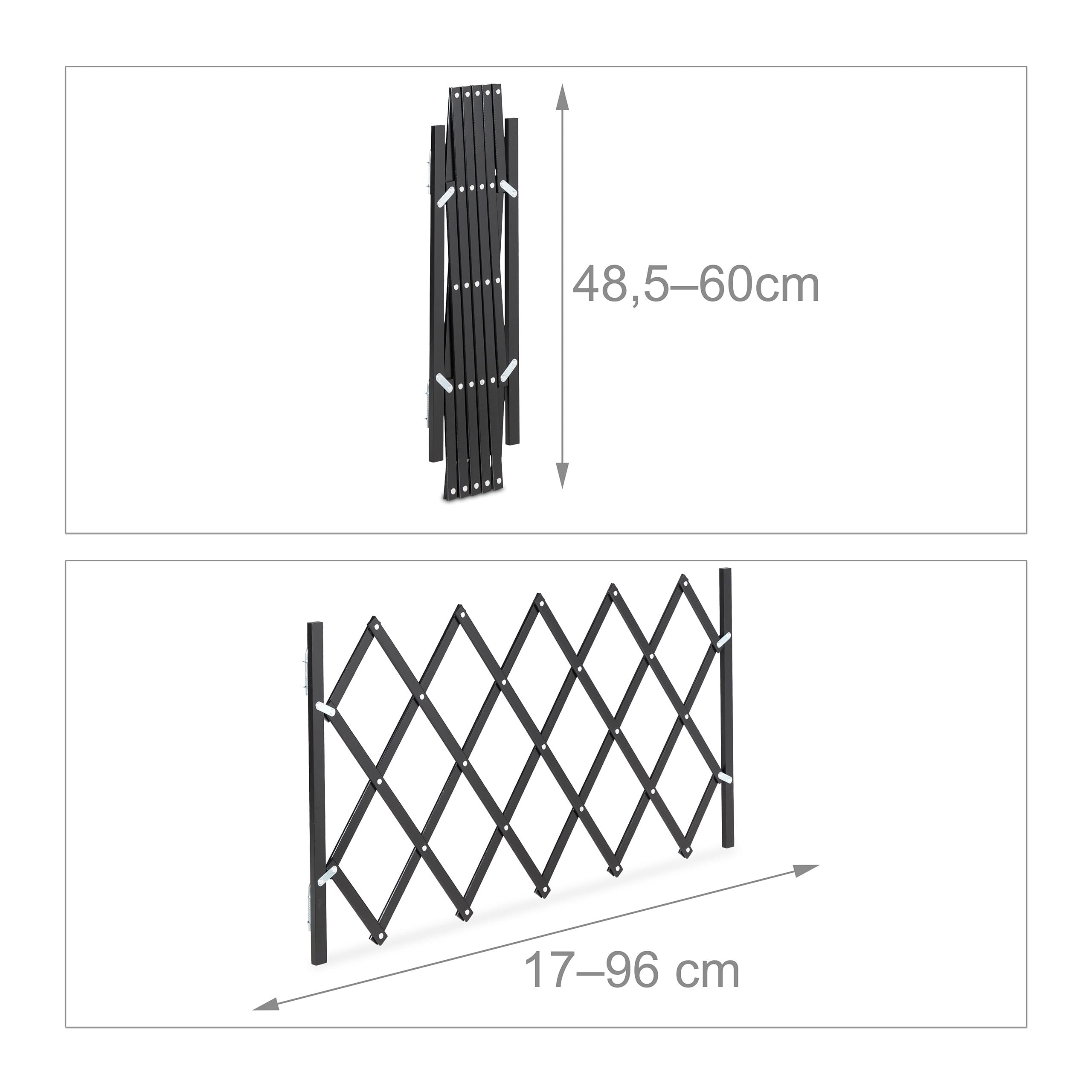Relaxdays Cancelletto di Sicurezza per Cani, Barriera Porte e Scale, Allungabile 96 cm, Alto 48,5-60 cm, in bambù, Nero