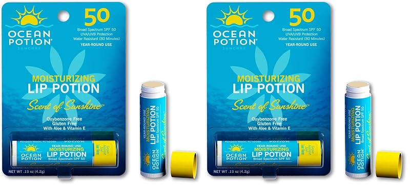 Bálsamo labial Ocean Potion com designação técnica SPF 50, 4,2 g, Pacote com 2