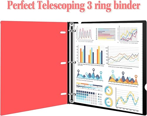 Miniatura 4 de INFUN Carpeta telescópica de 3 anillos con cubierta frontal plegable, lomo de plástico portátil con capacidad para papel de 8.5 x 11 pulgadas para