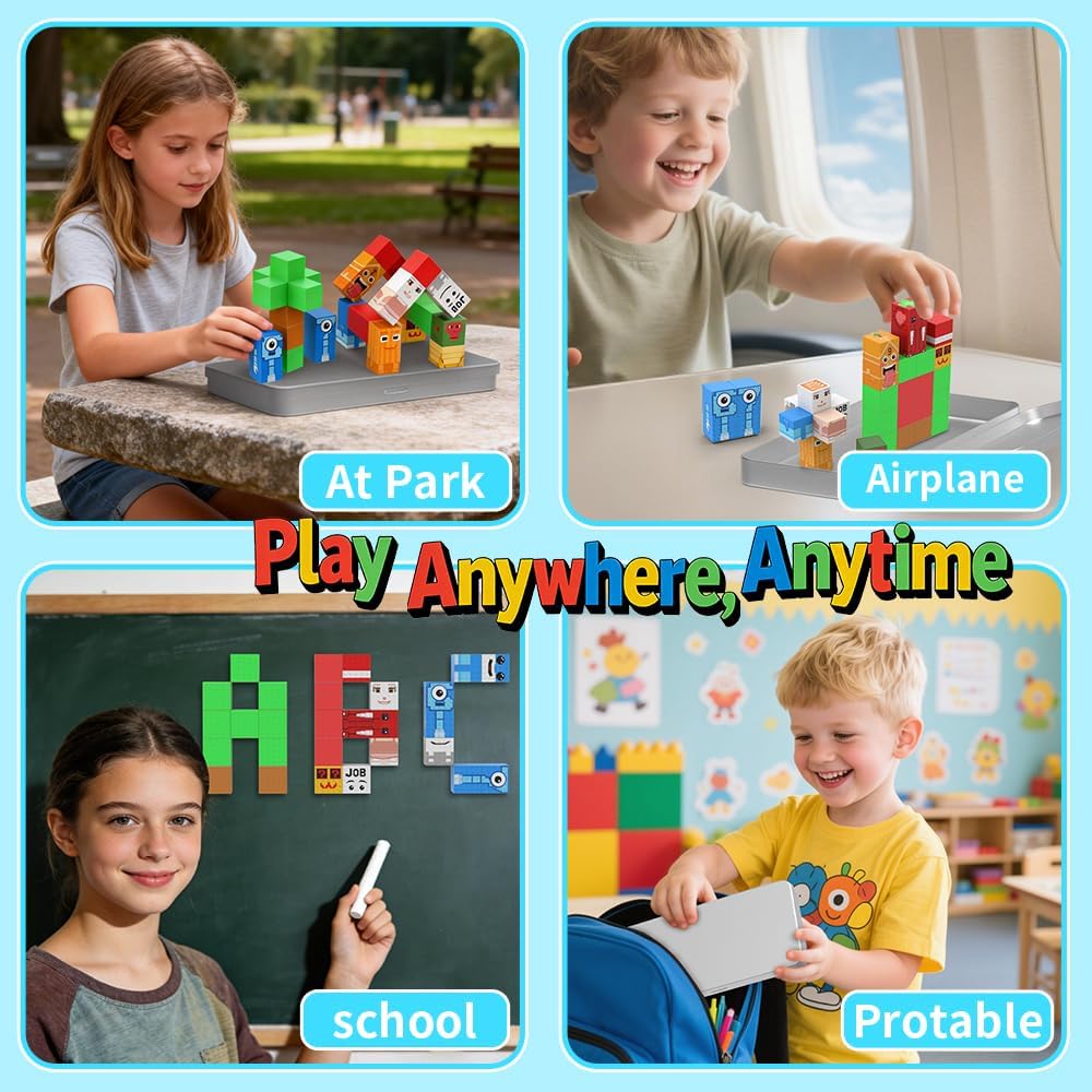 67 Brainrot Magnetic Building Blocks Set – 34Pieces Creative STEM Educational Magnetic Cubes with Portable Iron Box, Travel-Friendly DIY Playset for Kids Ages 3+ Gift Ideas