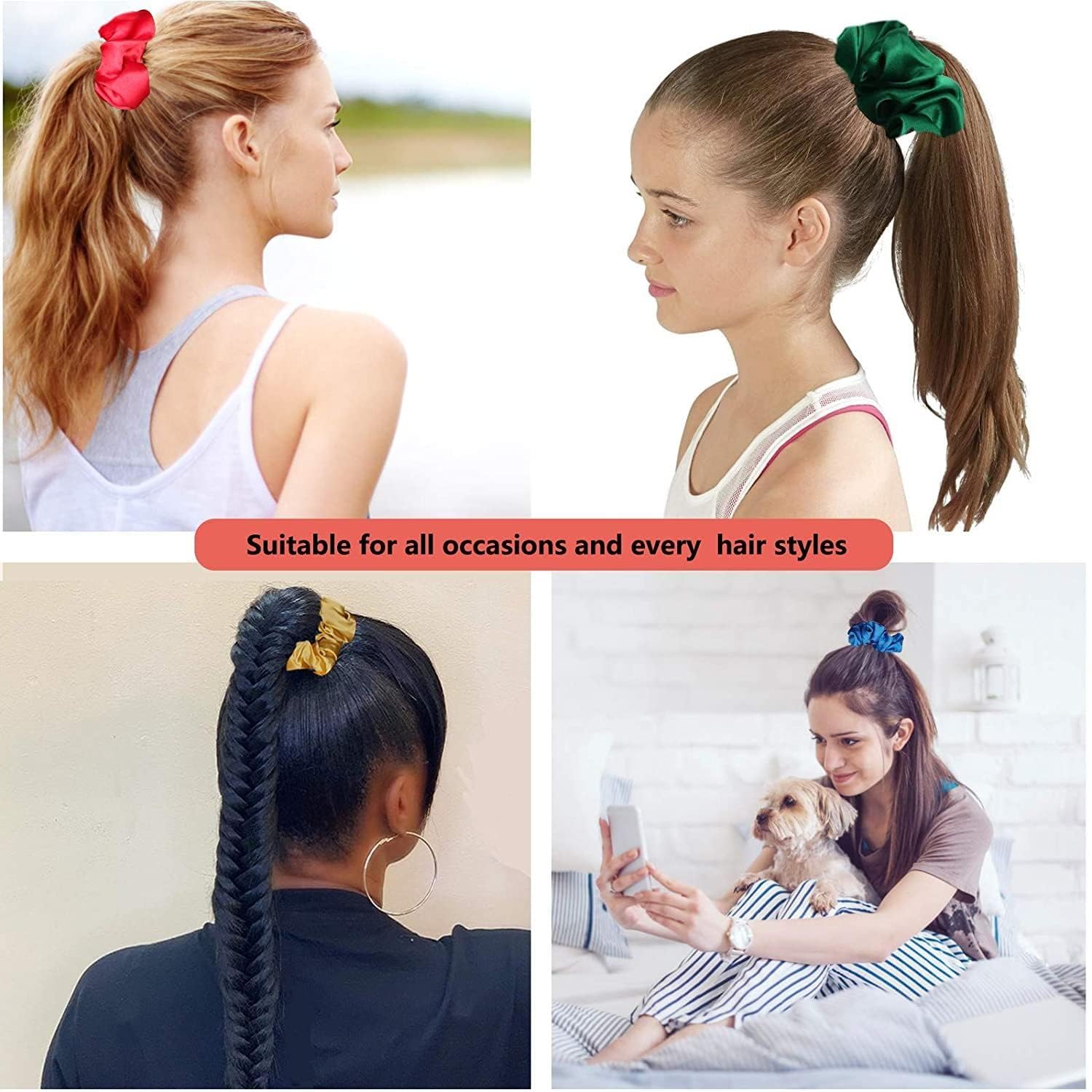Rubela Hair Scrunchies, BeeVines Satin Silk Scrunchies for Hair, Silky Curly Hair Accessories for Women, 1