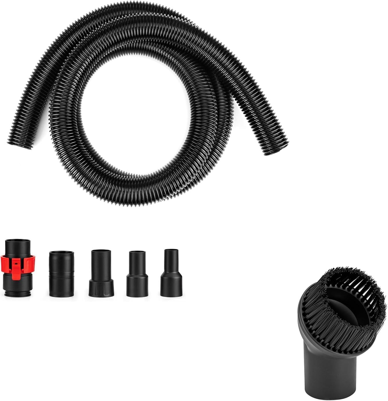 Shop-Vac Premium Universal Hose Plastic 8'X 1-7/8" & Shop-Vac 1-7/8" Round Brush, 1 Pack