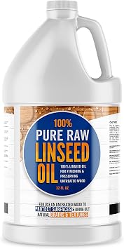 Ecoxall 100% Pure Raw Linseed Oil for Wood Finishing, Conditioner, and Protection for Indoor Outdoor Furniture, Floors, Decks, 1 Gallon 128 Fl oz, Pack of 1
