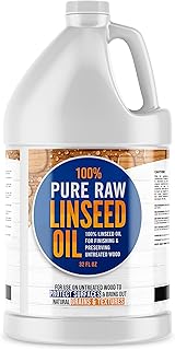 100% Pure Raw Linseed Oil for Wood Finishing, Conditioner, and Protection for Indoor Outdoor Furniture, Floors, Decks, 1 Gallon (128 Fl oz), Pack of 1