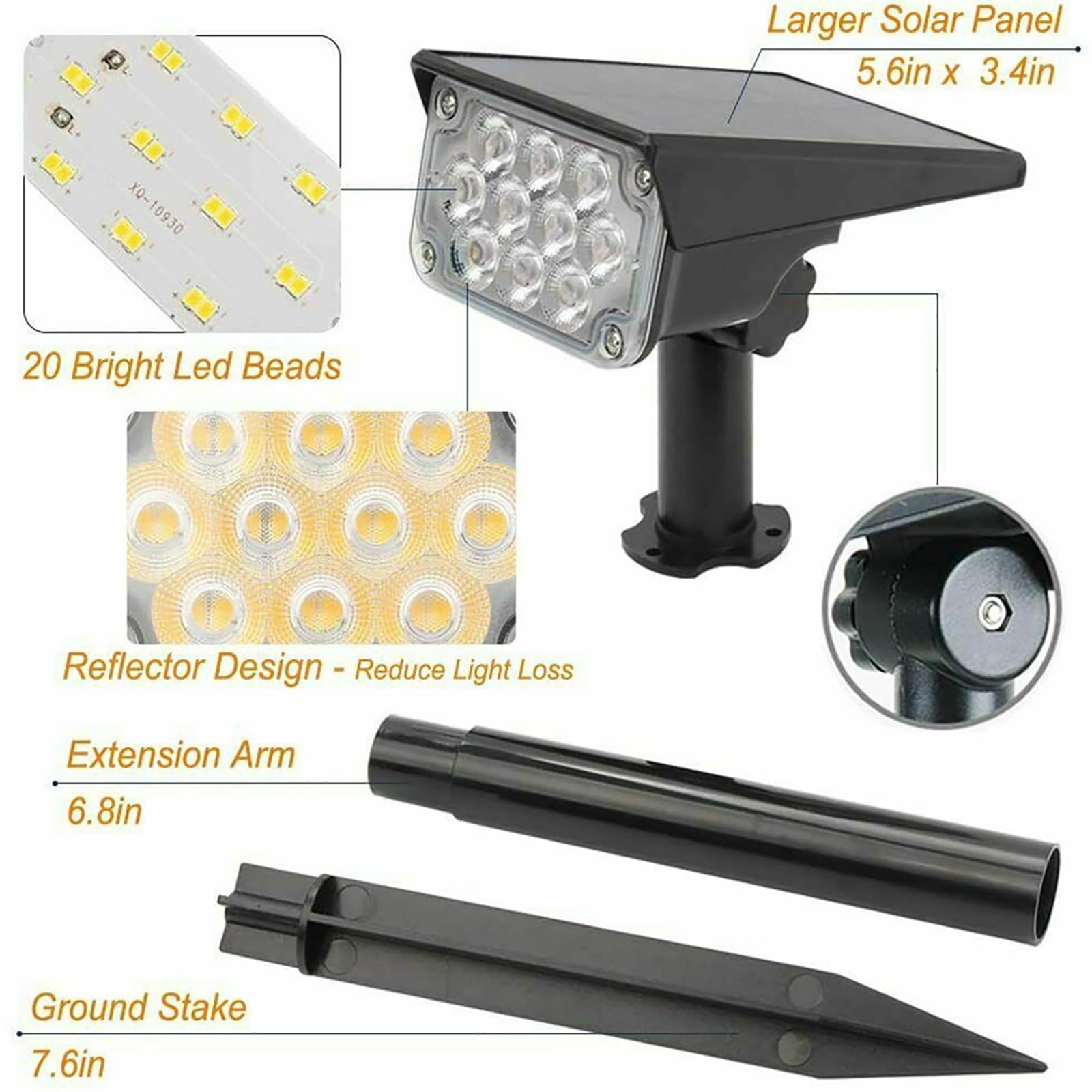 ZbOLi Confezione da 2 faretti solari a LED Impermeabili IP65 per Esterni, accensione/spegnimento Automatico da Incasso a Terra/Parete, per Giardino, Patio, vialetto, Stagno, terrazza