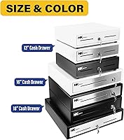 Vista 8 de HK SYSTEMS 16" "acero inoxidable" frontal resistente negro POS Cajón de efectivo con 4Bill/8Coin "acero inoxidable" para Canadá