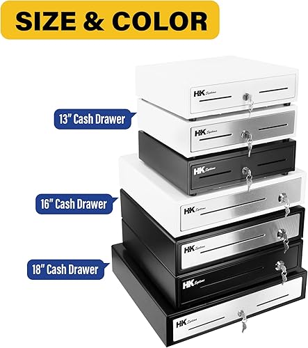 Miniatura 8 de HK SYSTEMS 16" "acero inoxidable" frontal resistente negro POS Cajón de efectivo con 4Bill8Coin "acero inoxidable" para Canadá