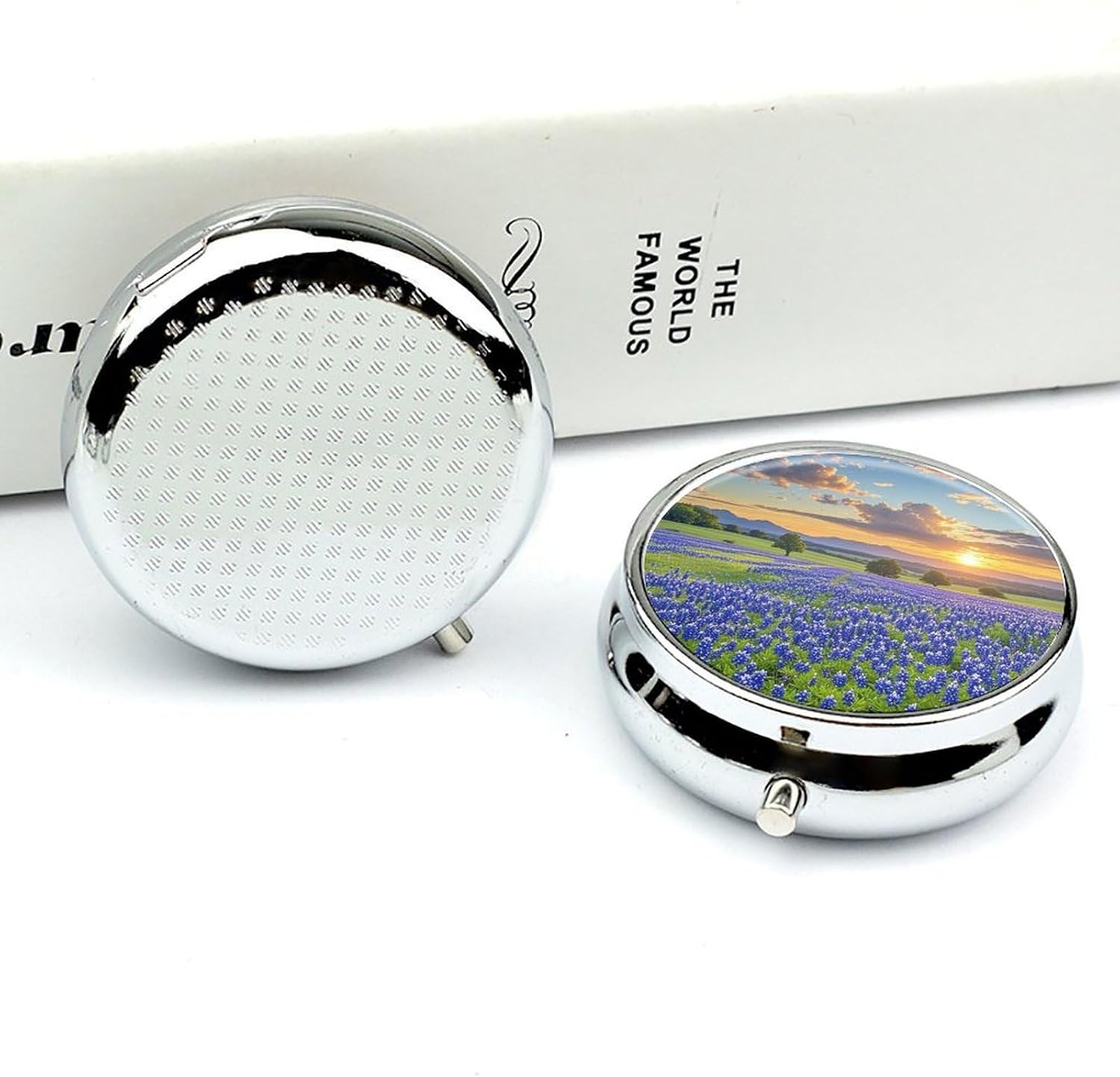 Round Pill Box, 3 Compartment Small Pill Case for Pocket Purse image 5