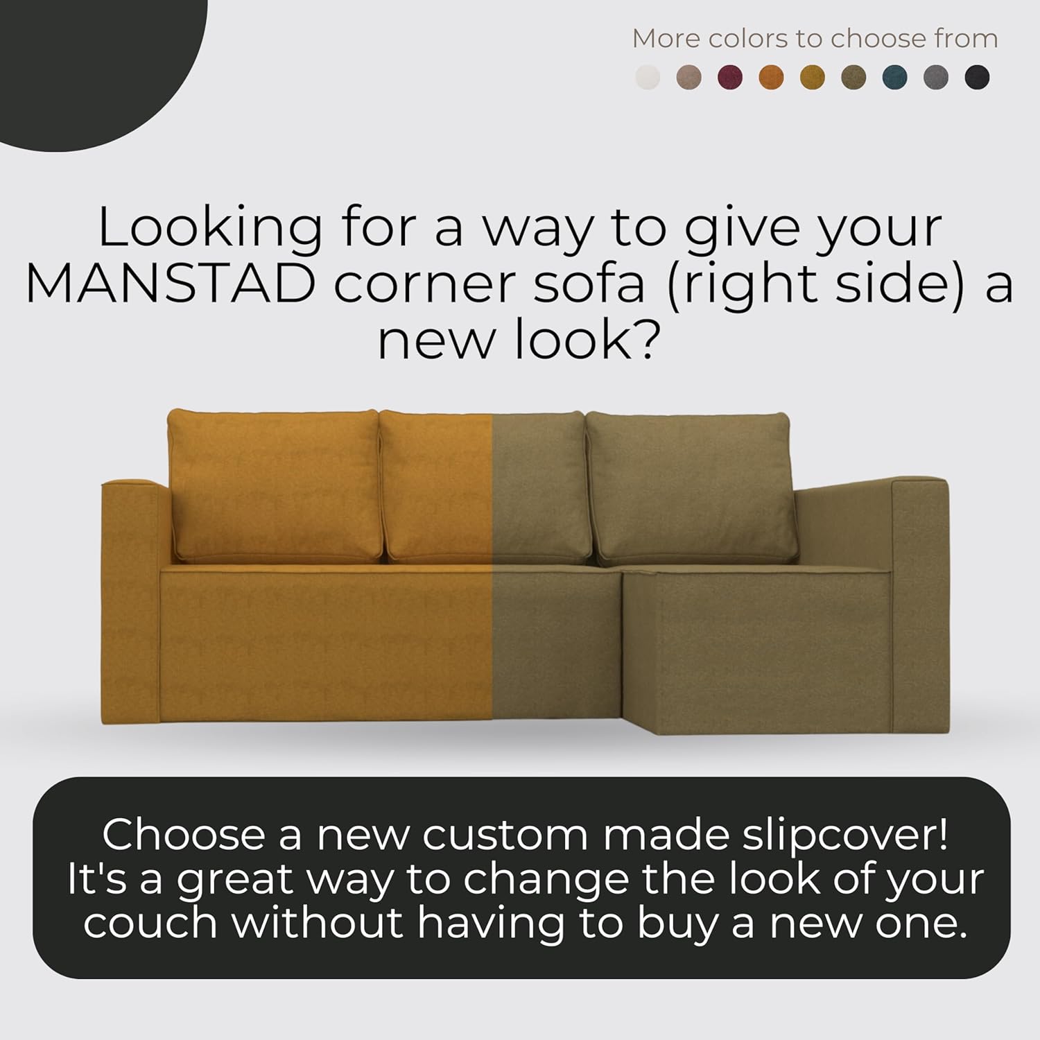 comfortly Cover for Manstad Corner Sofa Bed Right, Replacement Slipcover, Heavy Duty 5 pcs Cover, Soft Durable Washable Fabric, Easy to Clean & Replace (Crown - Ocean Blue)