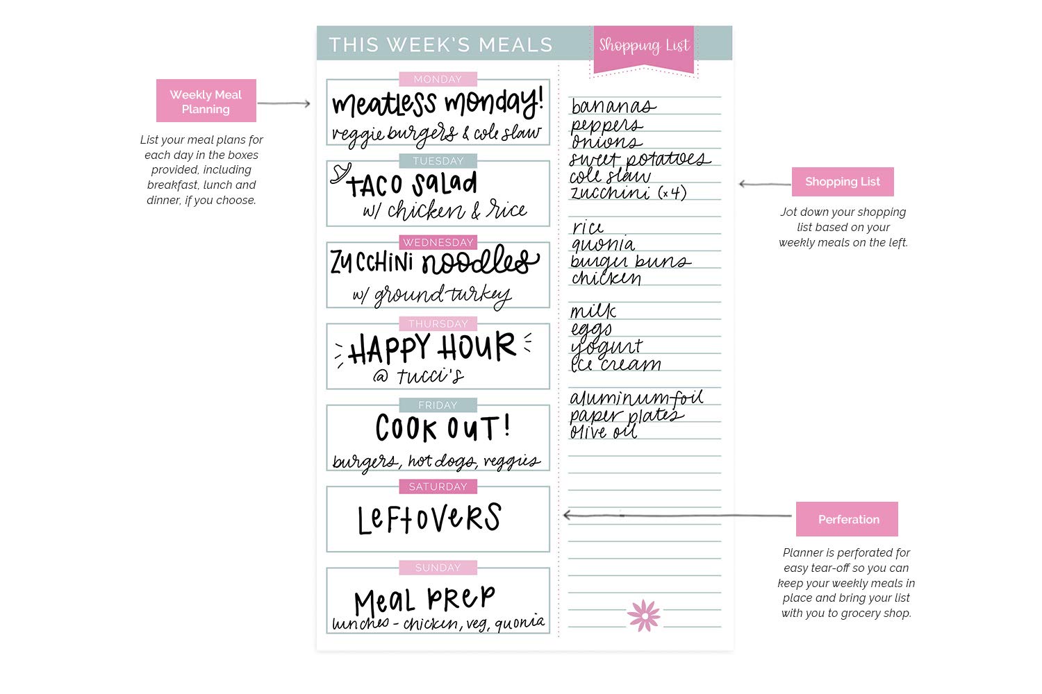 bloom daily planners Weekly Meal Planning Pad Hanging