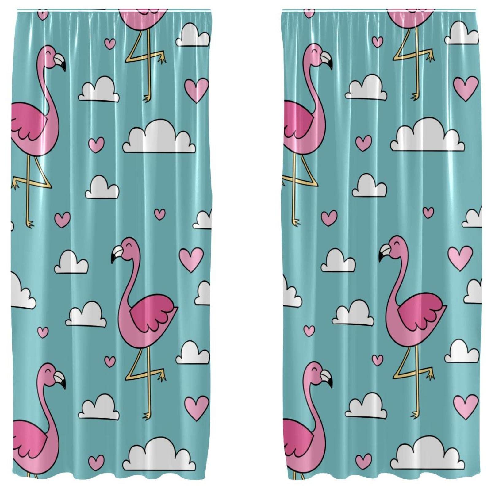 Cortinas de flamenco para salón con nubes azul cielo que aportan privacidad juego de 2 piezas