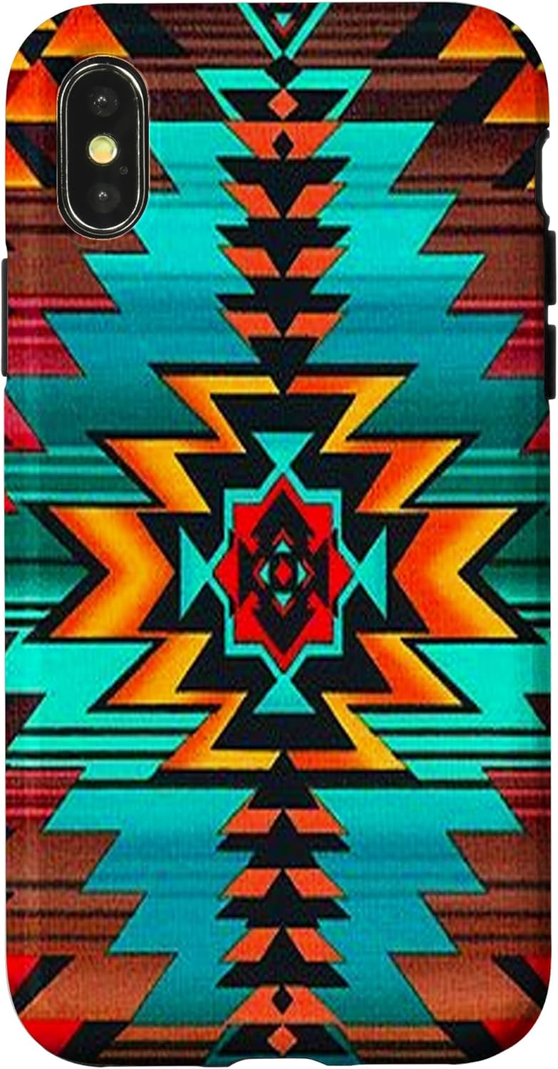 Southwestern Aztec Design - Turquoise & Sunset Colors Case for iPhone 12 Pro Max