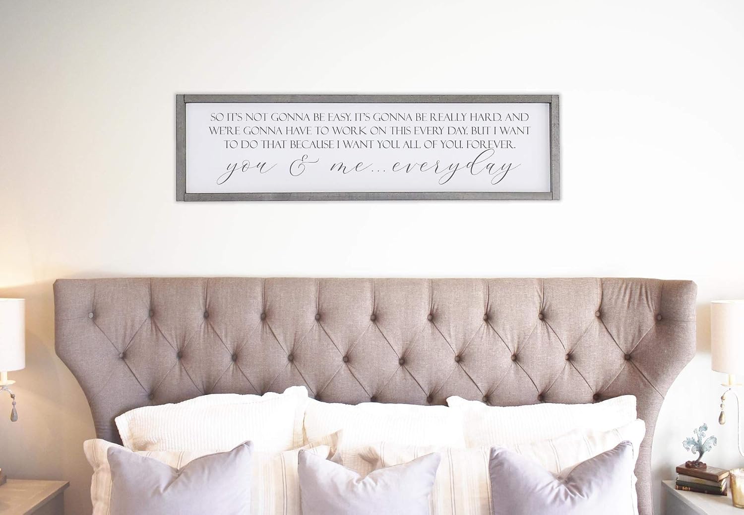 PotteLove So It's Not Gonna Be Easy Sign - Notebook Quote Sign - Above The Bed Sign - Bedroom Decor, 12 x 22 Inch, Wall Art Decor
