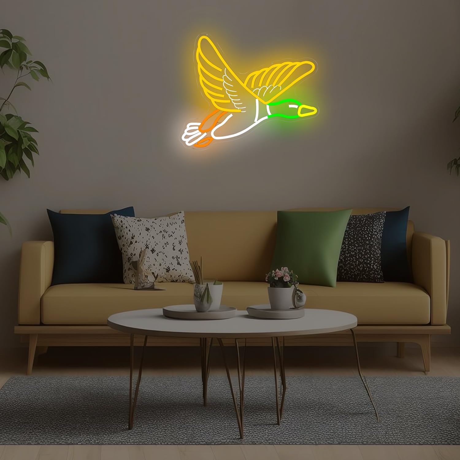 Mallard Duck Neon Signs for Wall Decor Goose Neon Light Sign Mallard Duck Light Up Sign Dimmable Flying Duck Led Signs for Bedroom Wall Home Living Room Cabin Wildlife Enthusiasts Decor Gift