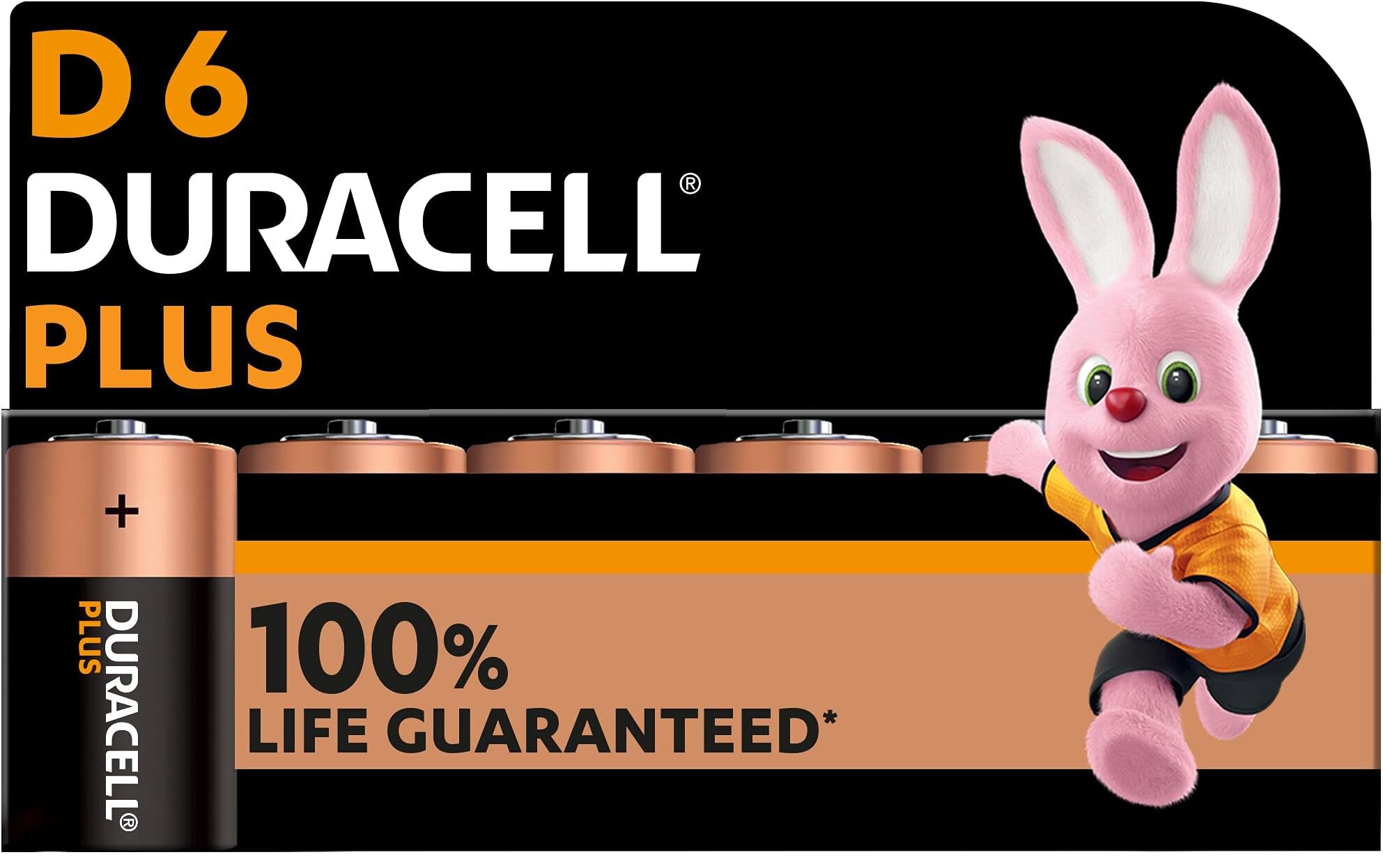 Duracell Plus D Batteries (6 Pack) - Alkaline 1.5V - 100% Life Guarenteed - Reliability For Everyday Devices - 0% Plastic Packaging - 10 Year Storage - LR20 MN1300