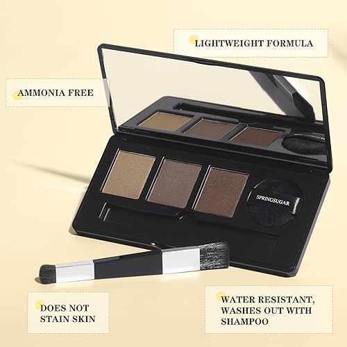 Miniatura 7 de Tinte de cabello para retoque de raíz, polvo de línea capilar mezclable de 3 colores para cobertura de canas, cobertura de raíces y bordes