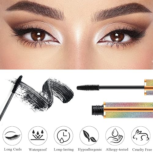 Miniatura 3 de Paquete de 2 rímeles negros de volumen y longitud que duran todo el día, pestañas de fibra de seda 4D, alargamiento impermeable, sin aglomeración ni