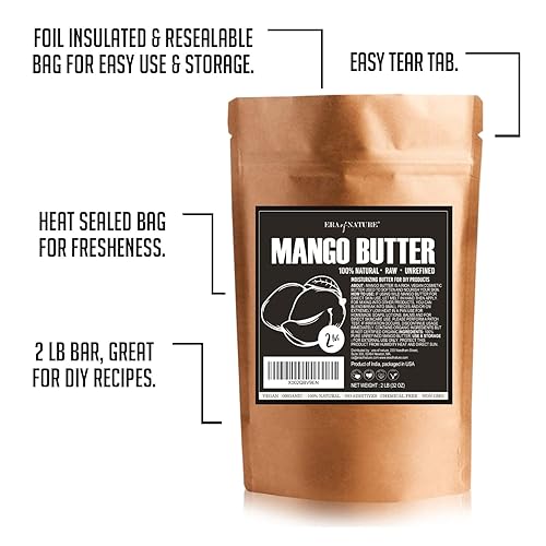 Miniatura 5 de era of nature Paquete para el cuidado de la piel, mantequilla de mango cruda orgánica (2 libras) y mantequilla natural de Kokum (16 onzas),