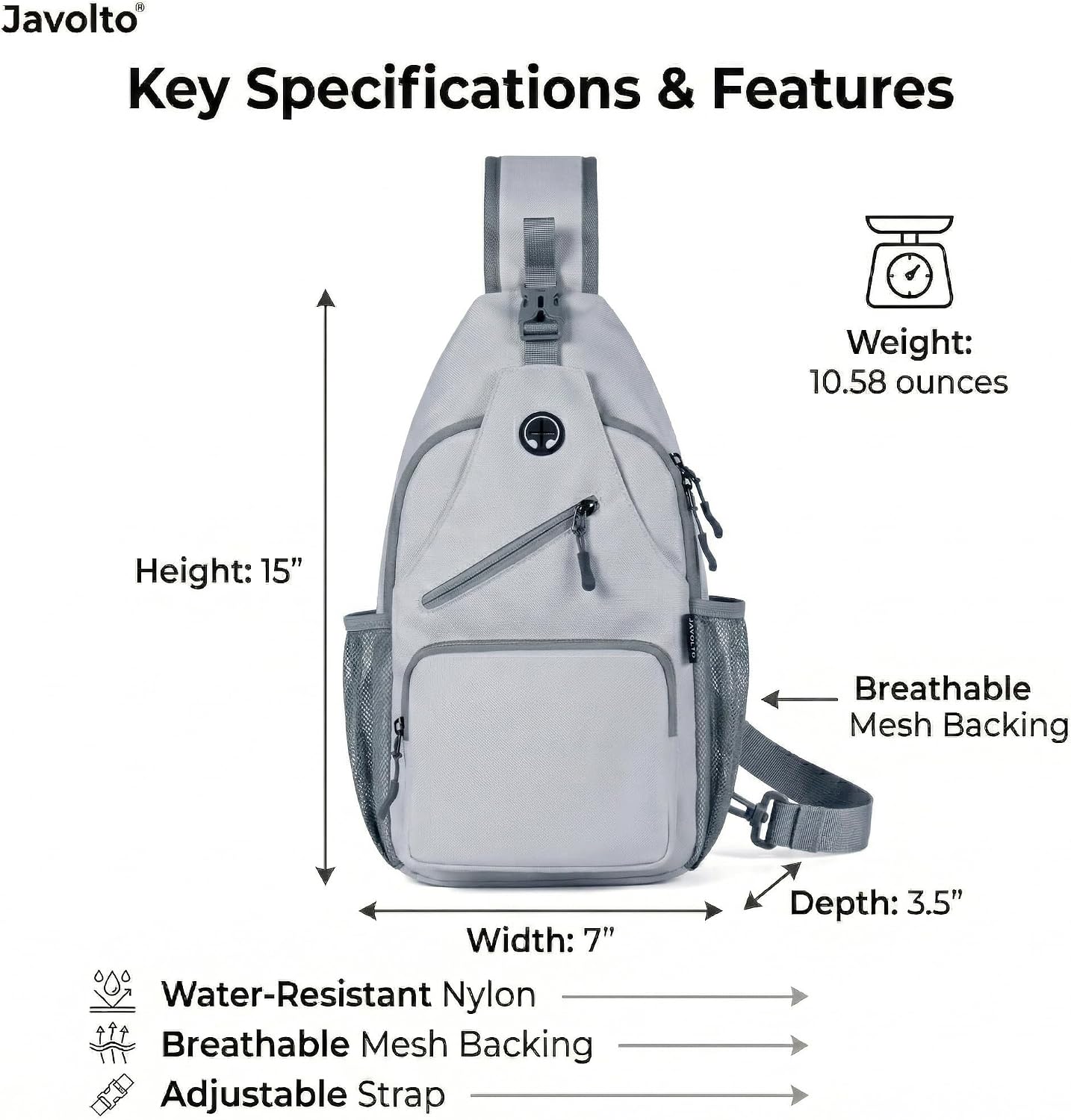 Javolto Crossbody Sling Bag,Small Backpack Men,Hands-Free Shoulder Daypack image 3