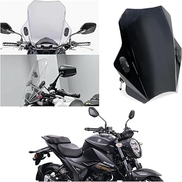 لـ Gixxer250 250 150 Gixxer250 Gixxer 150 Gixxer 250 Gixxer 250 Motorcycle Windshield Windproof قابل للتعديل الزجاج الأمامي طبقة مزدوجة قابلة للإزالة واقية من الزجاج الأمامي أسود