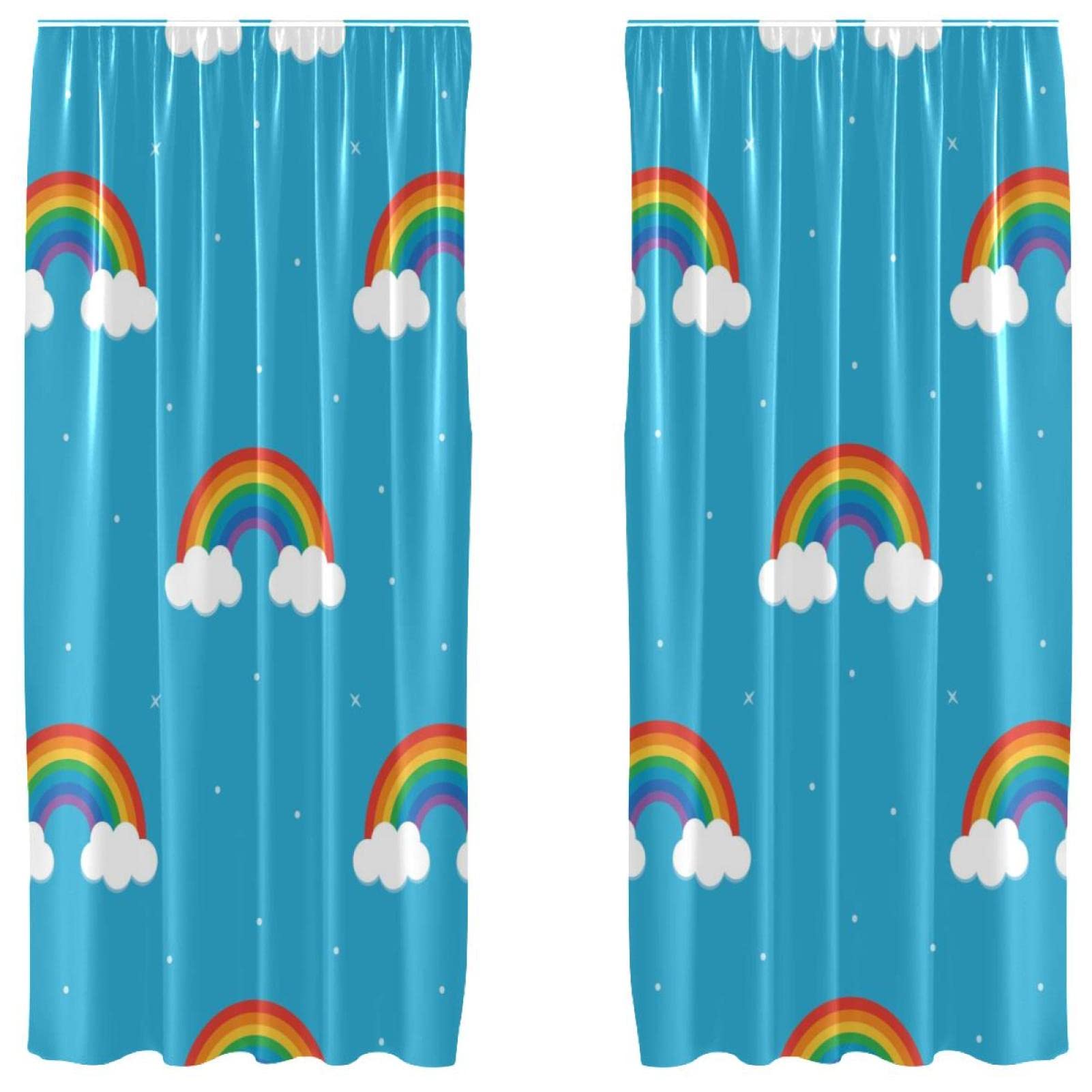 Rideaux arc-en-ciel et nuages légers avec passe-tringle pour filtrer doucement la lumière