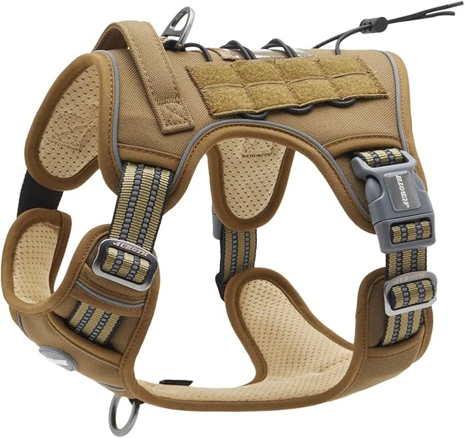 Auroth Tactical Anti Pull Dog Harness, Adjustable, Breathable, Reflective, Military Materials, Size S, Army Green