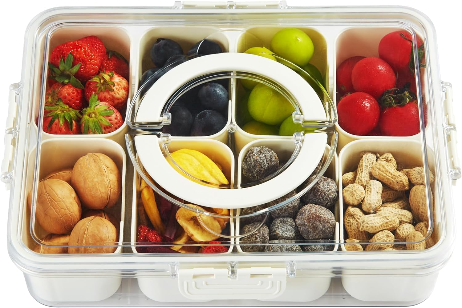 YFXOHAR Fridge Storage Boxes with Lid and Handle - 8 Compartments Food Organizer Containers for Fruits,Vegetables,Snacks | Airtight Container Box for Kitchen (B0D76LMBRX) Amazon Price History, Amazon Price Tracker