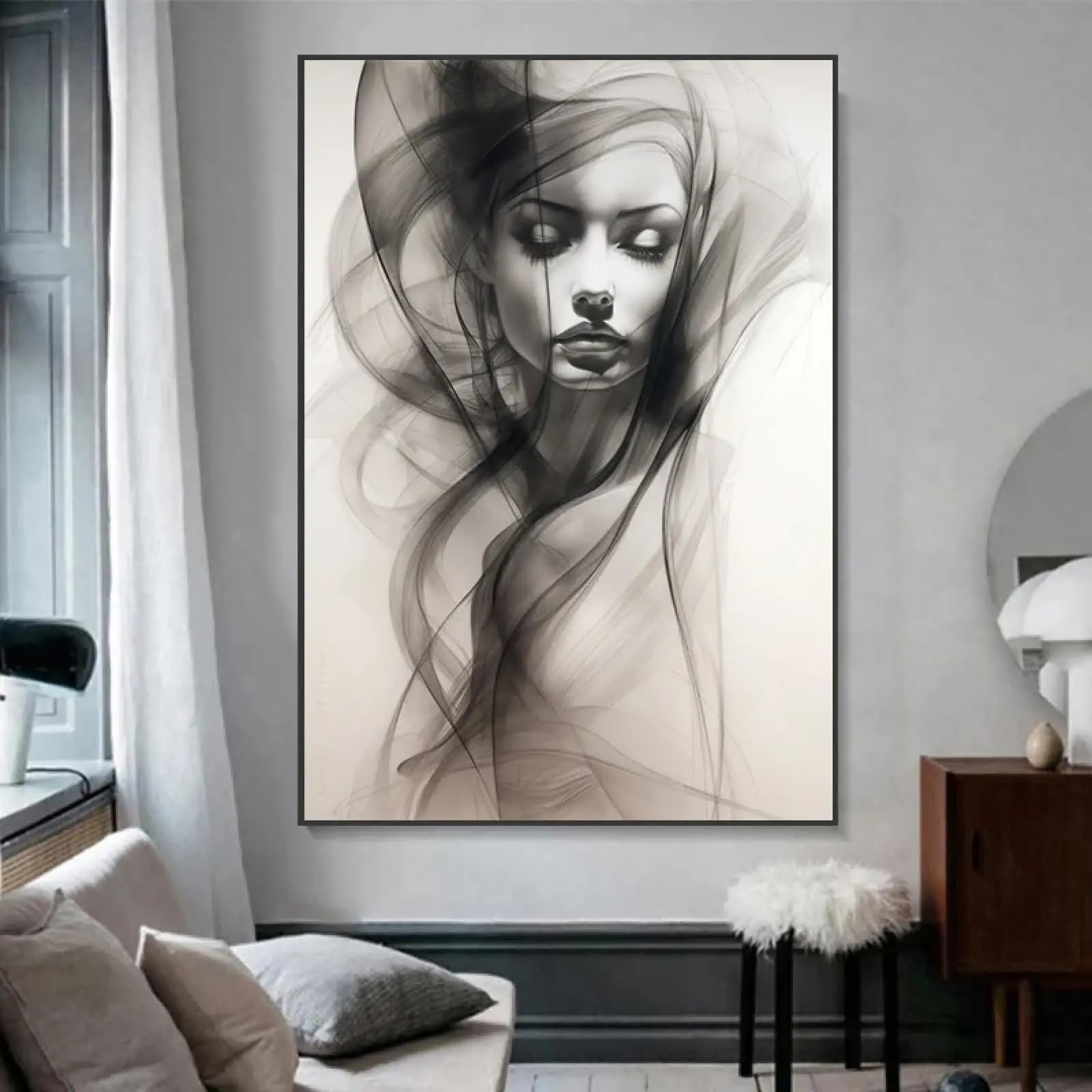 Affiche abstraite moderne pour habiller un grand mur blanc sans cadre
