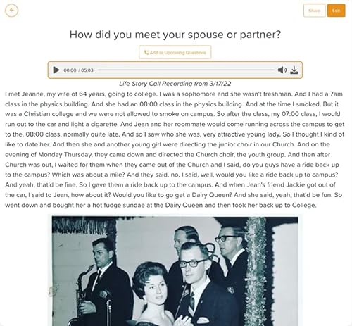 Miniatura 5 de Storii - Graba tus memorias Caja de regalo - 12 meses de servicio telefónico de historia de vida - Transcripción automática - Diario de voz guiado y