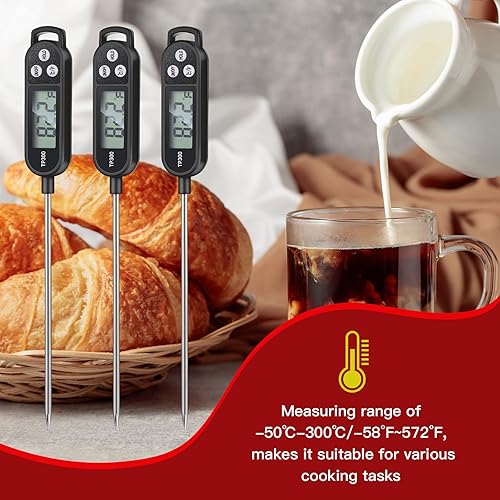 Miniatura 5 de 6 Termómetro de carne de lectura instantánea con sonda larga de 9.65 pulgadas para cocina, alimentos, dulces, termómetro digital impermeable