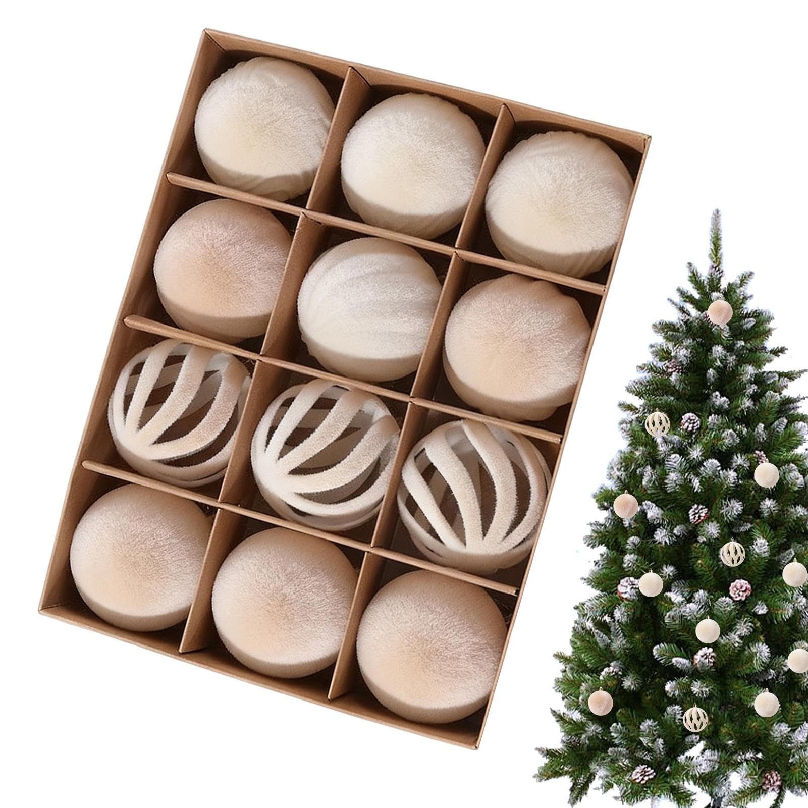 Boules de Noël floquées incassables de 8 cm pour sécuriser la fête à la maison