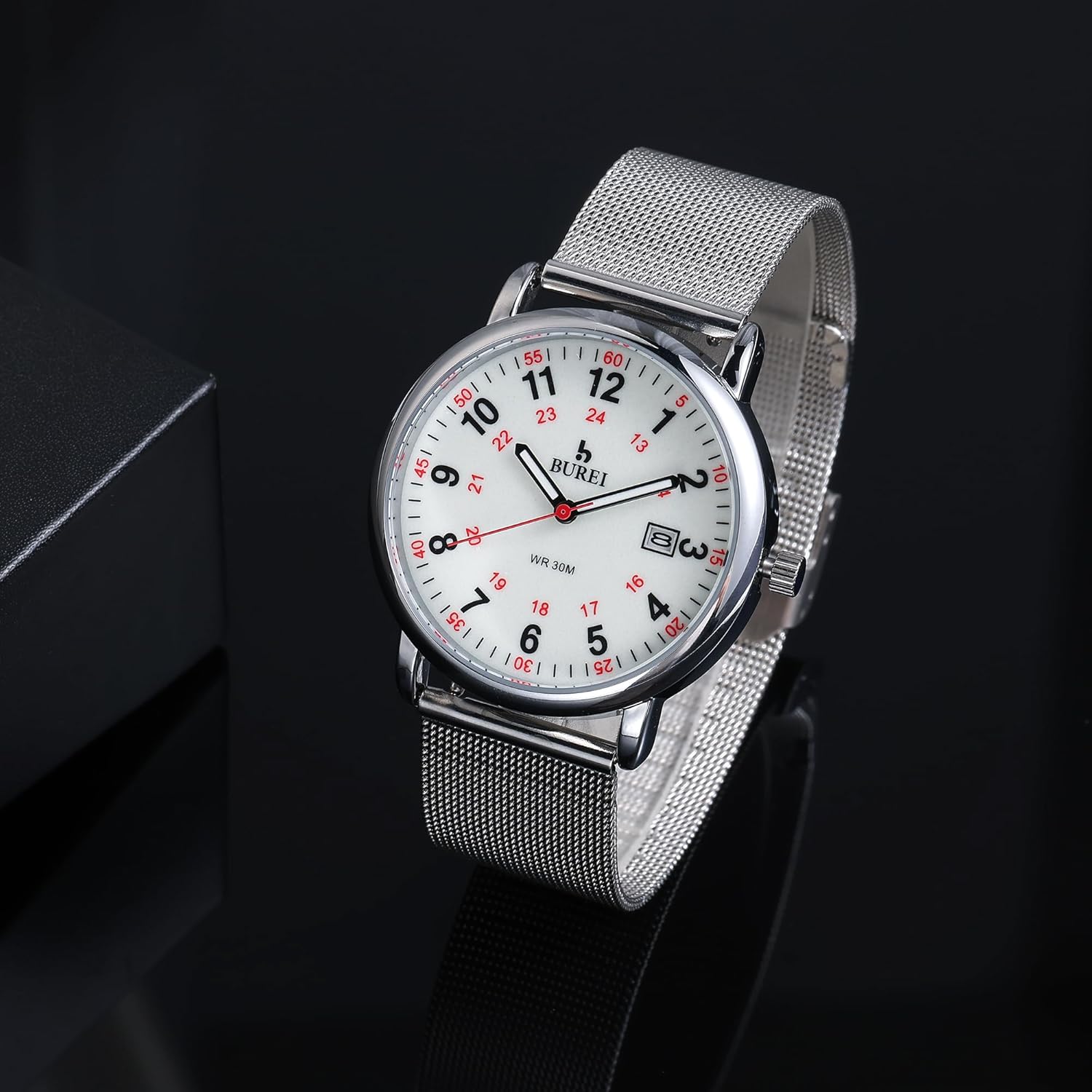 BUREI Women Men Wrist Watches for Nurse Medical Professionals Students Women Men, Waterproof 12/24 Hour Military Time Luminouse Easy Read Dial,Colorful Silicone Band. - Image 6