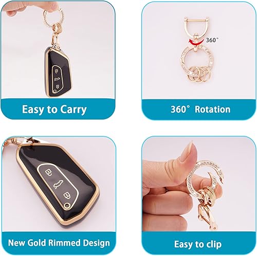 Miniatura 5 de EKALA Funda para llavero para VW Volkswagen Golf 8 ID.3 ID.4 Seat Leon Tarraco Ateca Cupra Formentor Leon con 3 botones, carcasa para llaves de TPU