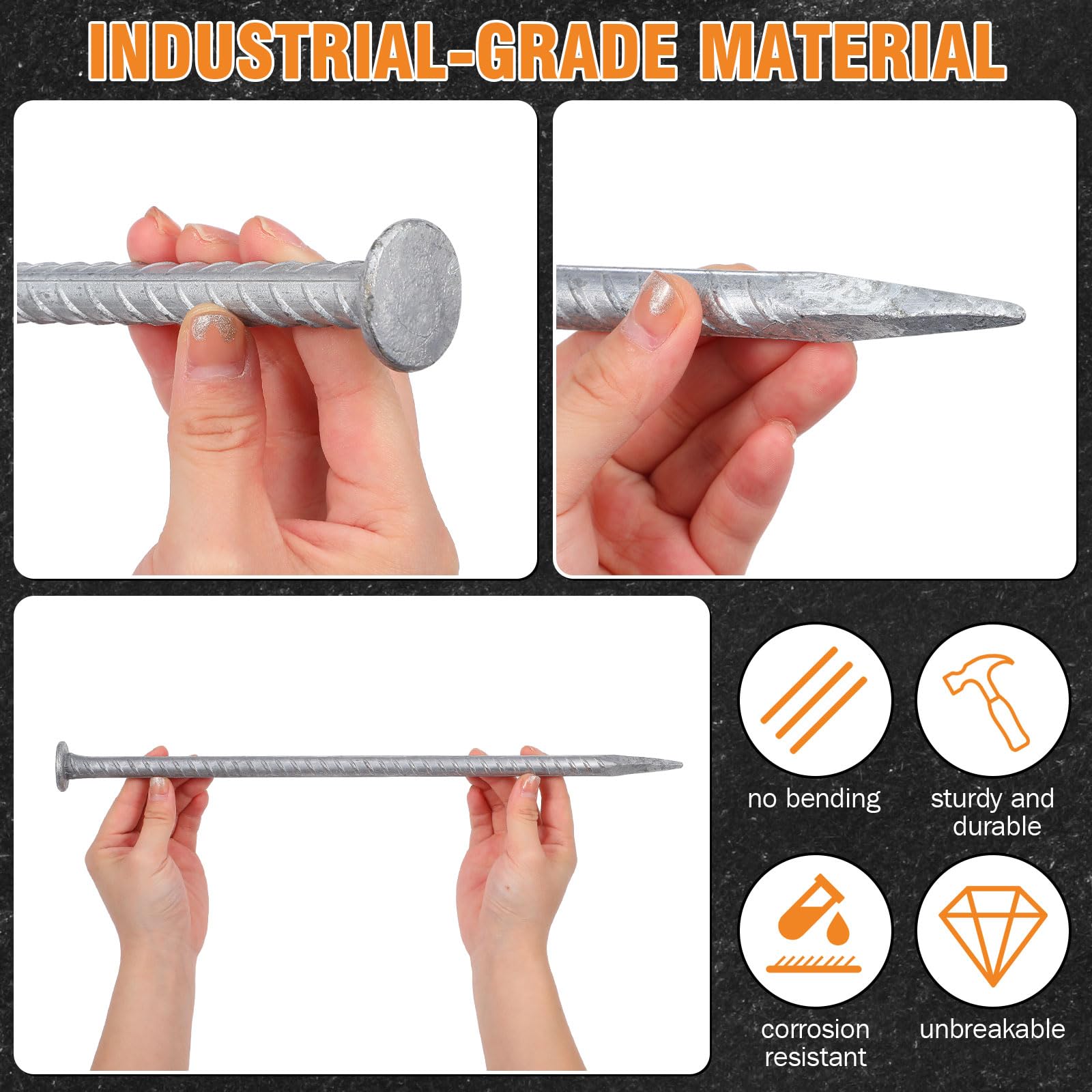 Snapklik.com : 24 Pcs 14 Inch Rebar Stakes, 1/2 Inch Diameter Threaded ...