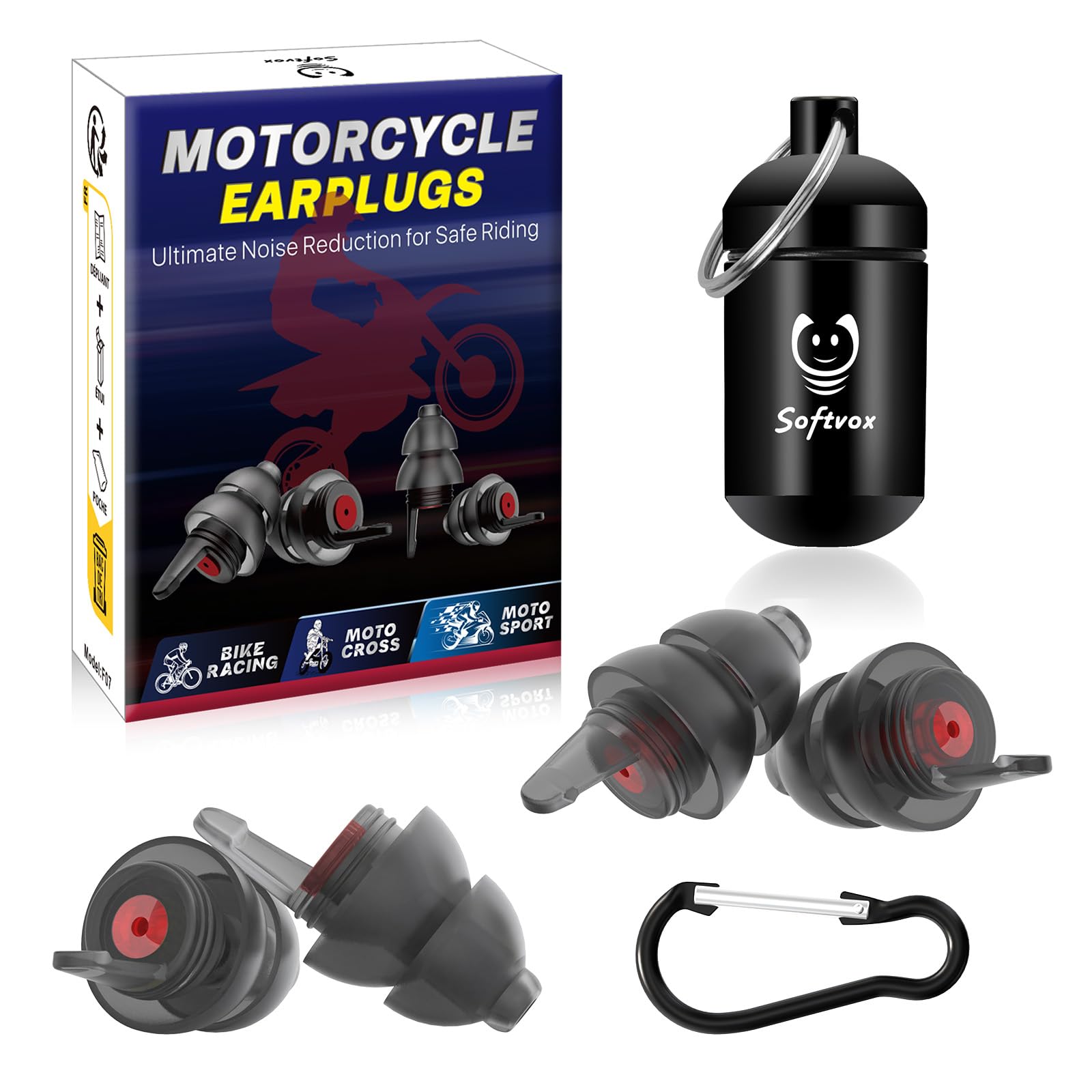 Motorcycle Ear Plugs 2 Pairs Wind Noise Reduction Prevent Hearing Damage Comfortable Reusable Earplugs for Motorsports Touring Racing
