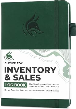 Clever Fox Inventory & Sales Log Book for Small Business Inventory Ledger Book, Inventory Notebook, Order Tracker Book for Purchases, Sales & Reorders Undated, Hardcover, A5, Dark Green