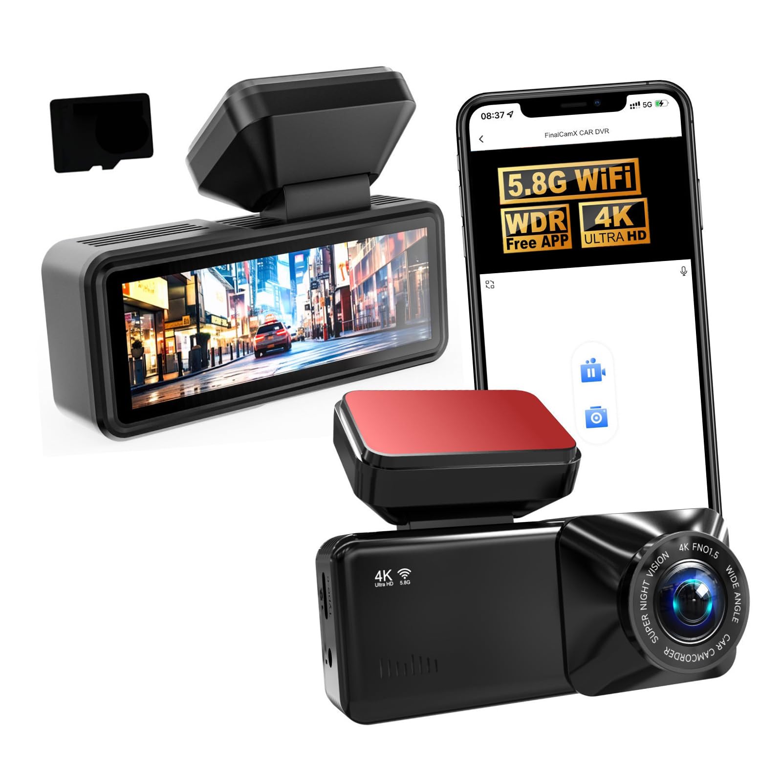 Kamera bezpieczeństwa pojazdu 4K z obiektywem 1080P i kartą pamięci 32/64 GB do kamery samochodowej Fleet Car Dashcam przednia i tylna