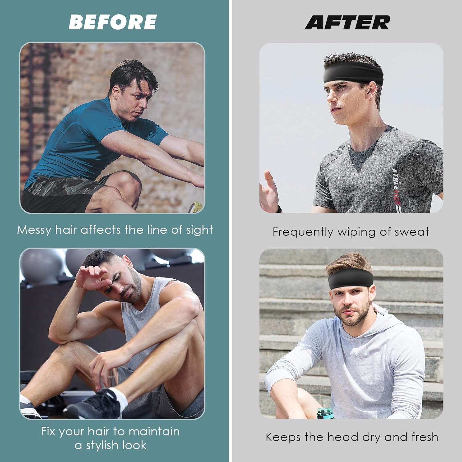 Sweatbands Sports Headband for Men & Women, Moisture Wicking Hairband Athletic Towel Headbands Cotton Head Sweat Bands for Running, Cycling, Yoga, Spa - Image 5