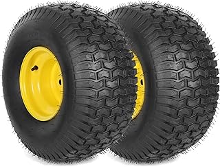 (2-Pack) 20x8.00-8 Rear Tire and Wheel Assemblies - 4 Ply Tubeless Tire Compatible Replacement for Riding Lawn Mowers - 3/4" Borehole, 3.5" Offset Hub and 3/16" Keyway
