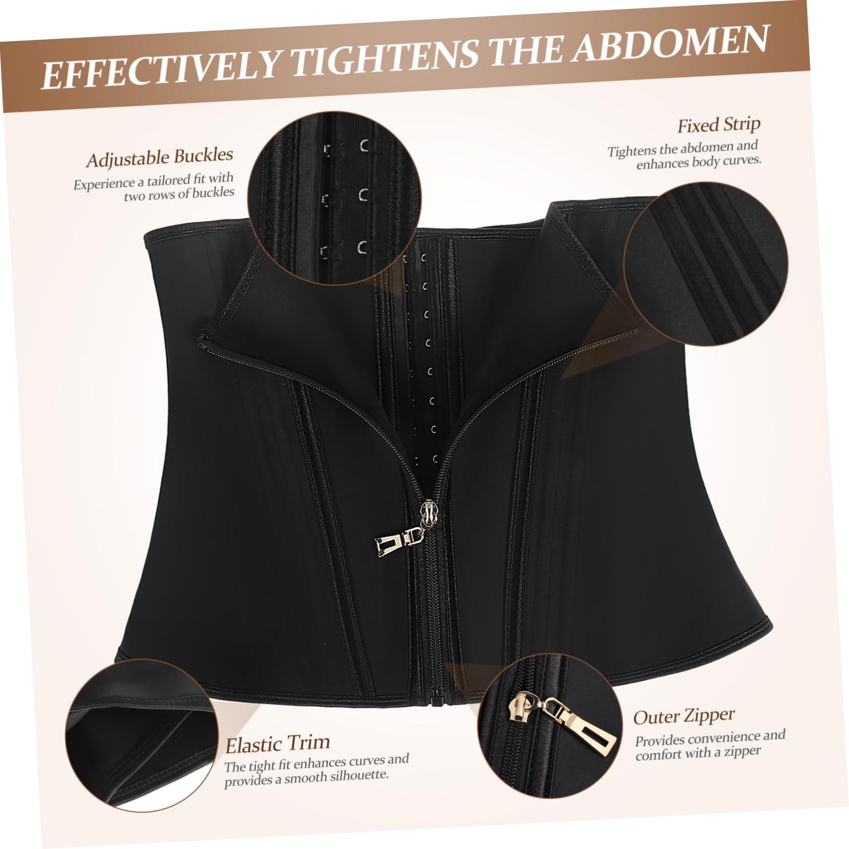 CALLARON Corsé Moldeador para Mujer con Cremallera, Entrenador de Cintura con Control de Abdomen, Body Shaper Ajustable Costuras, Adecuado para Uso Diario Ropa