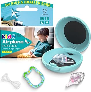 Airplane Ear Plugs for Kids 6-12yrs, Pressure Relief Ear Protection | Prevent Ear Pain Comfortable Reusable Earbuds, Child Adults Smaller Ear Canals, 25dB Noise Cancelling Filter Ear Plugs, 1Pair