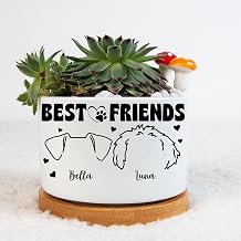 Personalized Dog Best Friend Dad Plant Pot, for Dad, Custom Dog Pets Ears Outline Gardening Gifts, Dog Lover Gift for Dad