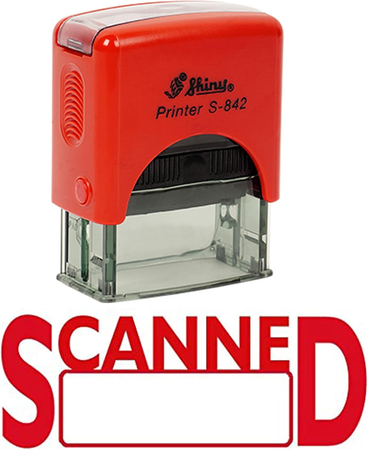 Printtoo Scanned Self Inking Rubber Stamp Custom Shiny Office Stationary Stamp, Red Ink