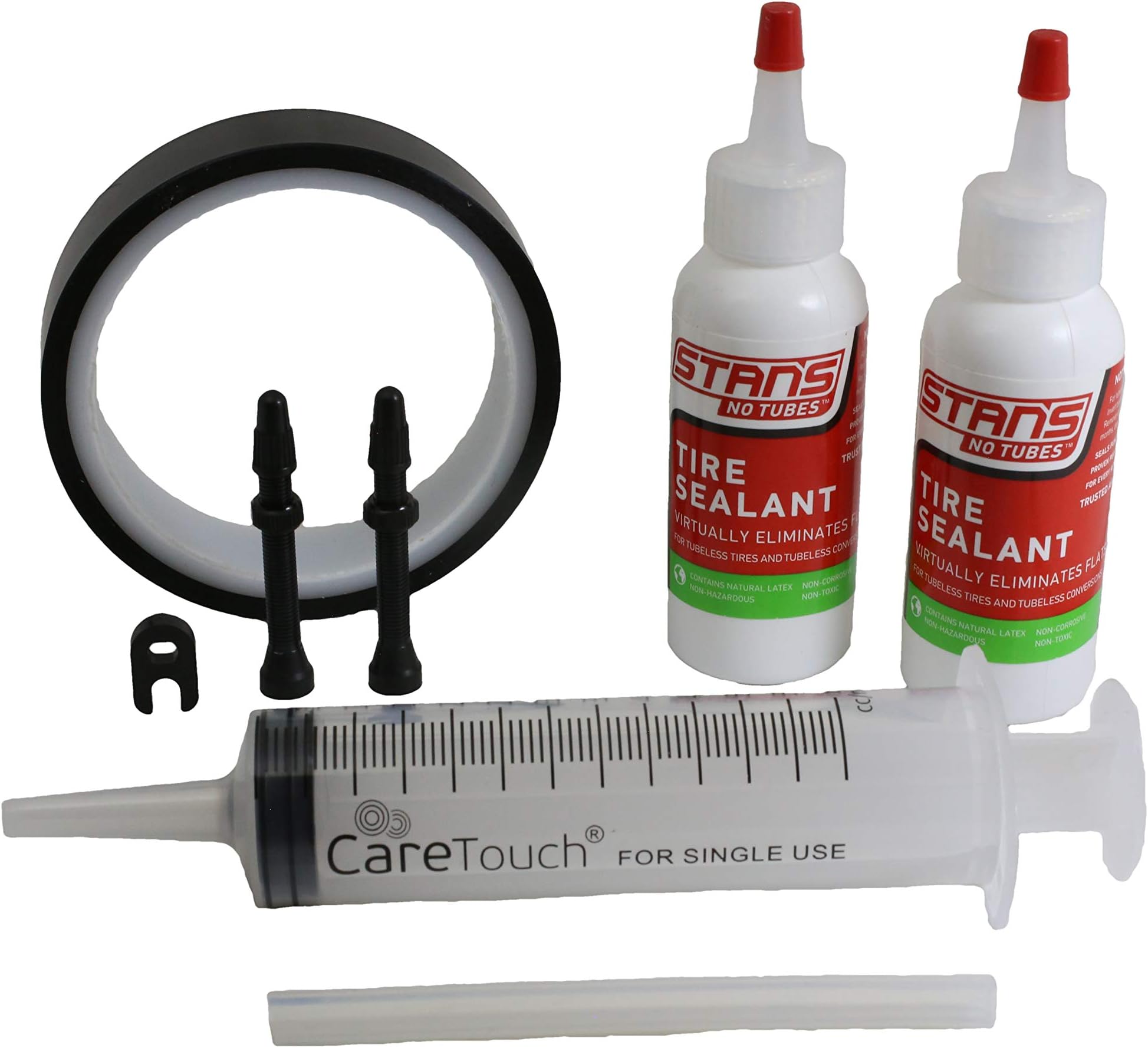 RSN Sports Bike Wheel Tubeless Conversion Kit with 21mm x 10m Rim Tape and Stan's Tubeless Tire Sealant for Presta Rims