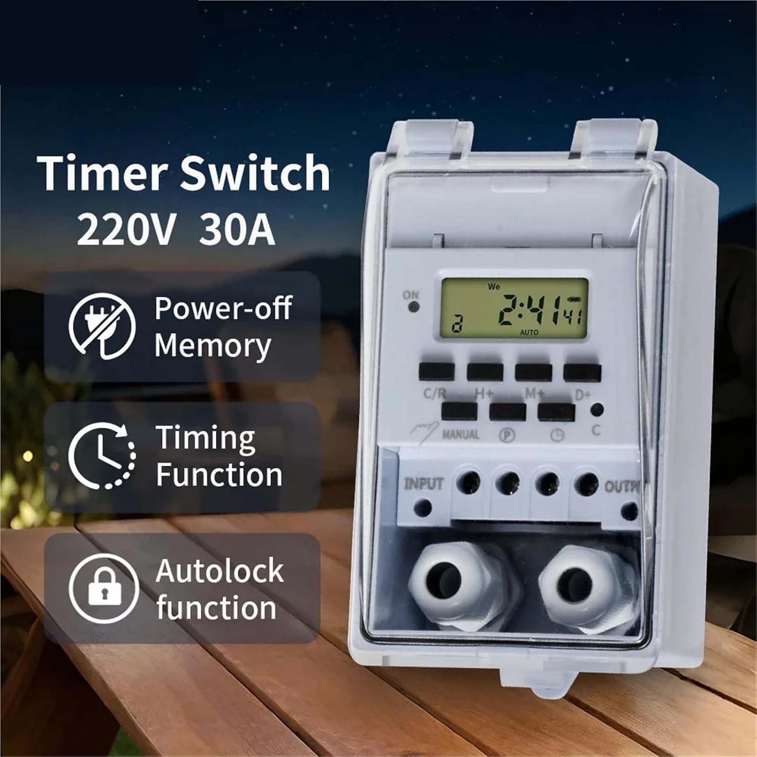 30A Timer Switch Waterproof 220V Time Controller 32 Groups