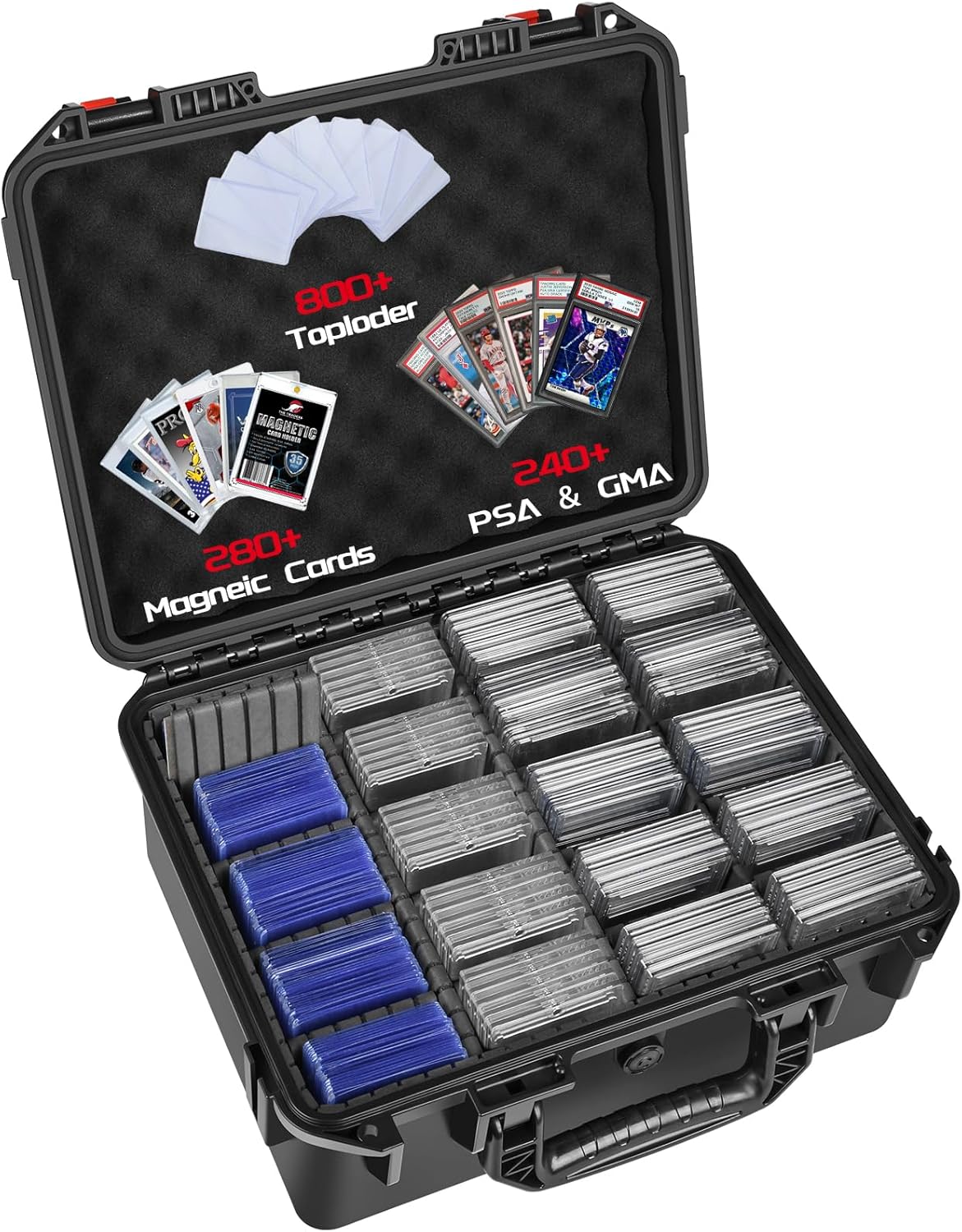 Case Storage for Graded Sports Cards - PSA Baseball, Basketball, Football Trading Card Holder, Waterproof Protective Organizer Box for Zion, Slab, Top Loader, Magnetic