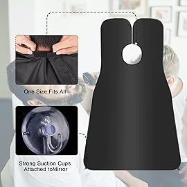 2 Pcs Beard Bib, Bead Bib for Shaving, Beard Apron, Waterproof Shaving Cloth Kit Non-Stick Beard Cape, Beard Trimming Bib with Strong Suction Cup, A Gift for All MenBlack+White