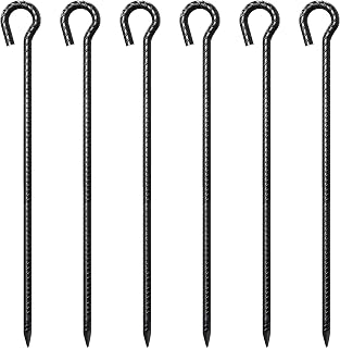 30 Inch Rebar Stakes 1/2" Dia 6 Pack Long Tent Stakes with Loop