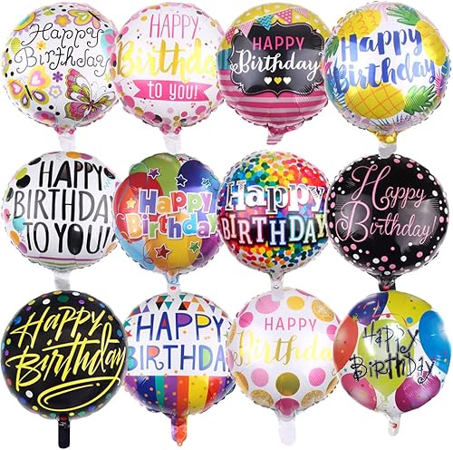 Miniatura 1 de 50 globos de papel de aluminio para fiesta de cumpleaños de 18 pulgadas, globos inflables redondos de Mylar para fiestas de cumpleaños, suministros